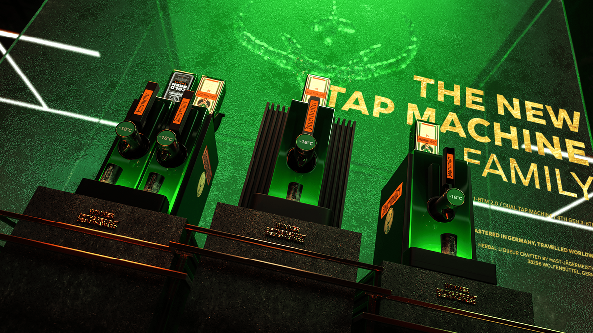 Picture of the dual tap machine, 3 bottle tap machine 4th gen and 1 bottle tap machine 2.0 next to each other with a text in the background announcing the new tap machine family.