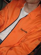 Orange jacket with 'Jägermeister' branding