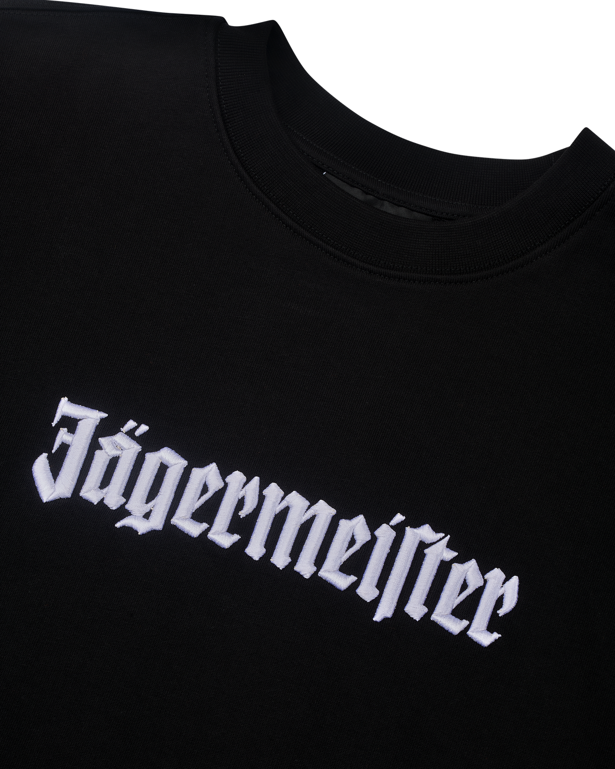 Zwart shirt met witte Jägermeister-wordmark