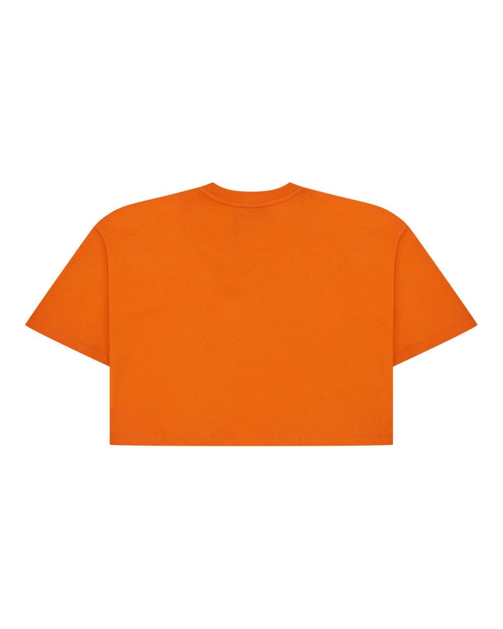 Oranje Jägermeister cropped tee van achteren.