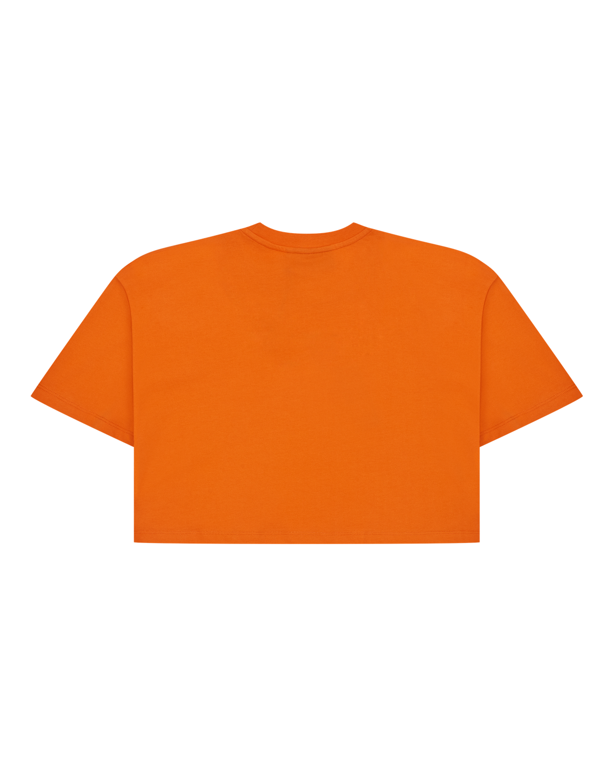 Oranje Jägermeister cropped tee van achteren.