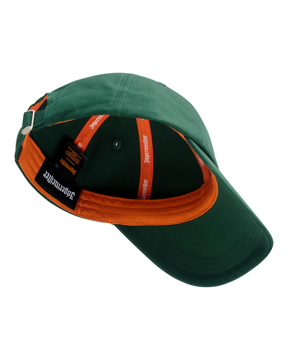 Green Jägermeister dad cap with a visible brand logo on the inside of the cap.