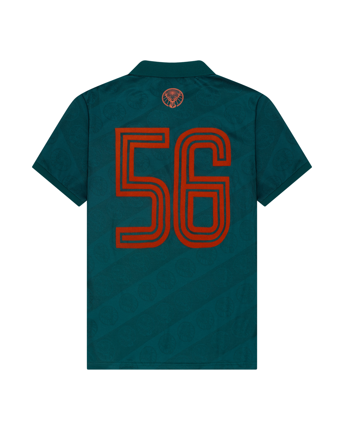 Green Jägermeister jersey with an orange '56' on the back.