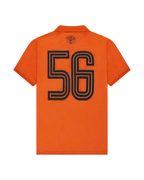 Orange jersey with black number 56 the back of the jersey.