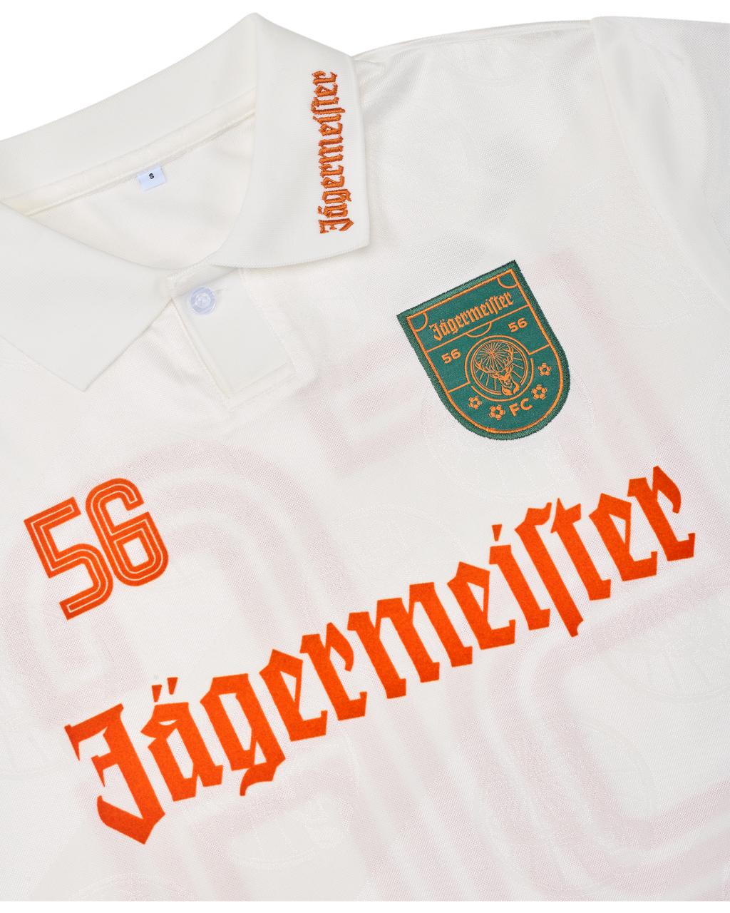 White jersey with Jägermeister branding 