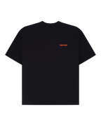Black Jägermeister label t-shirt with a small orange logo on the chest.