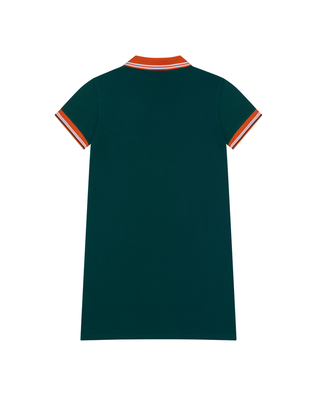 Green dress with orange trim