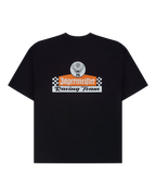 Zwart T-shirt met Jägermeister Racing Team-logo op de achterkant.
