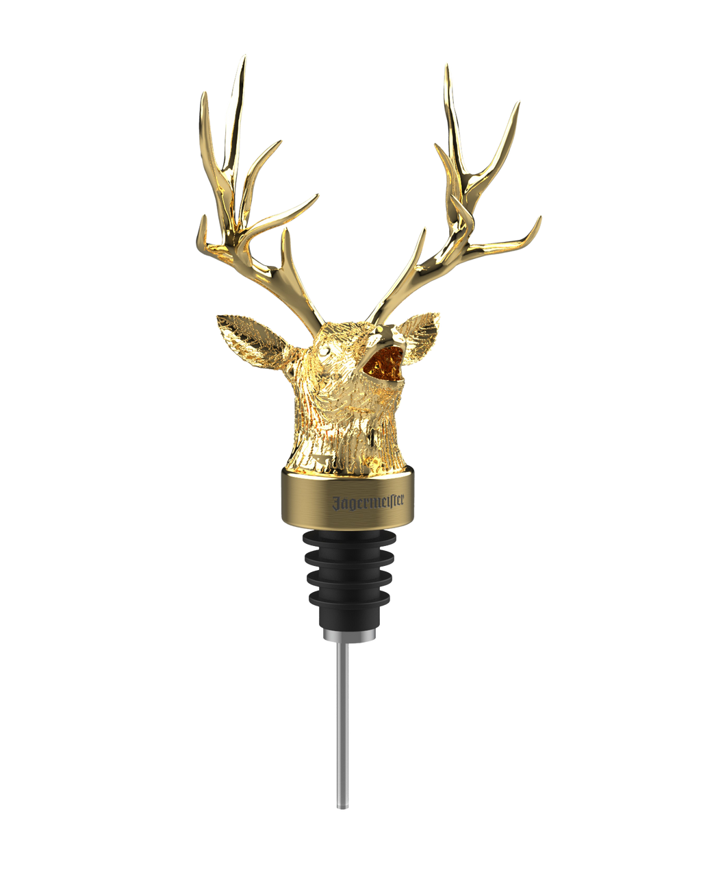 Golden stag head pourer