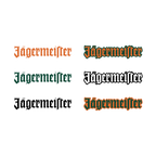 Jägermeister wordmark logo in various colors on a white background