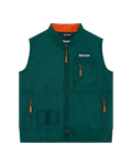 Green Jägermeister tactical vest with orange accents.