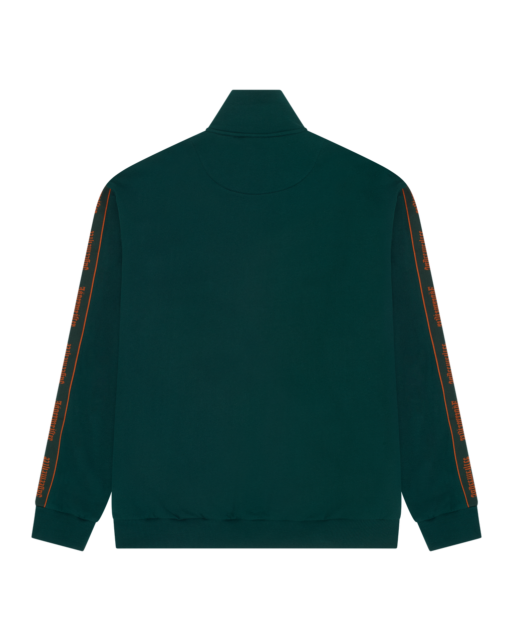 Green Jägermeister track jacket with orange branded stripes on sleeves.