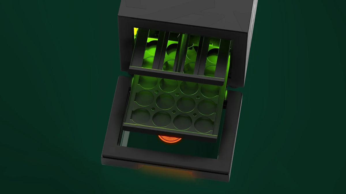 close up of the inlay of the shot glass freezer